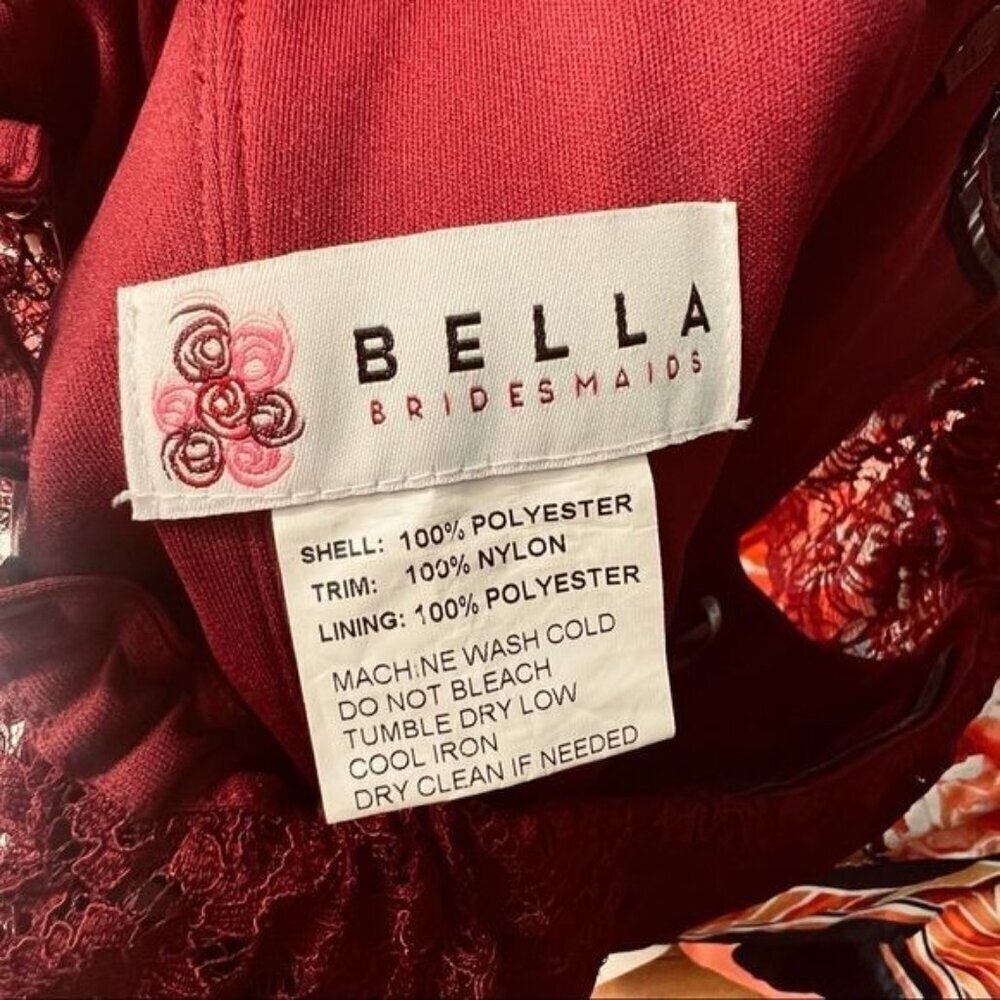 Bella Bridesmaids Maron Maxi Dress Lace Shoulder Burgundy — image 6 of 8